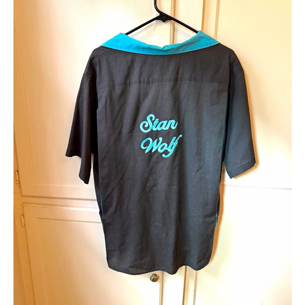 Vintage King Louie Bowling Shirt XL Black Teal Embroidered USA